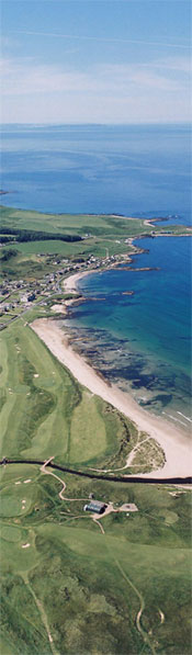 Aerial view of Machrihanish and coastline